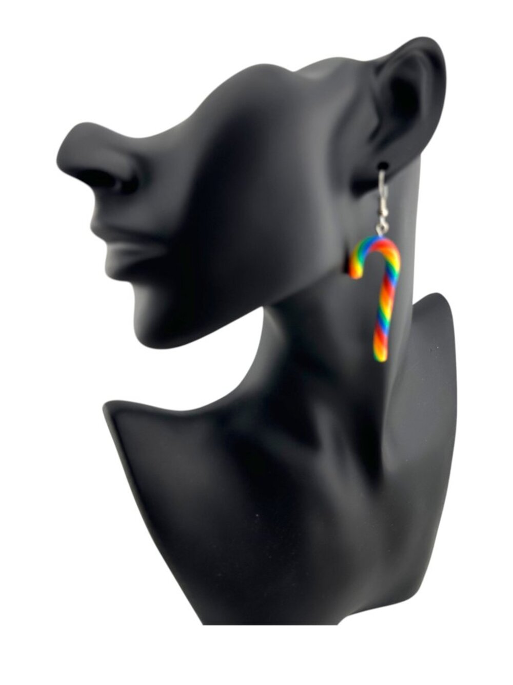 Handmade Rainbow Candy Cane Earrings | Pride Jewelry | Colorful Statement Dangle